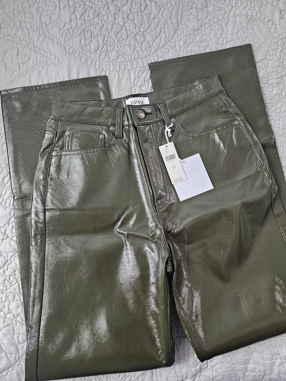 Pistola Gloss Olive Green Coated Jeans